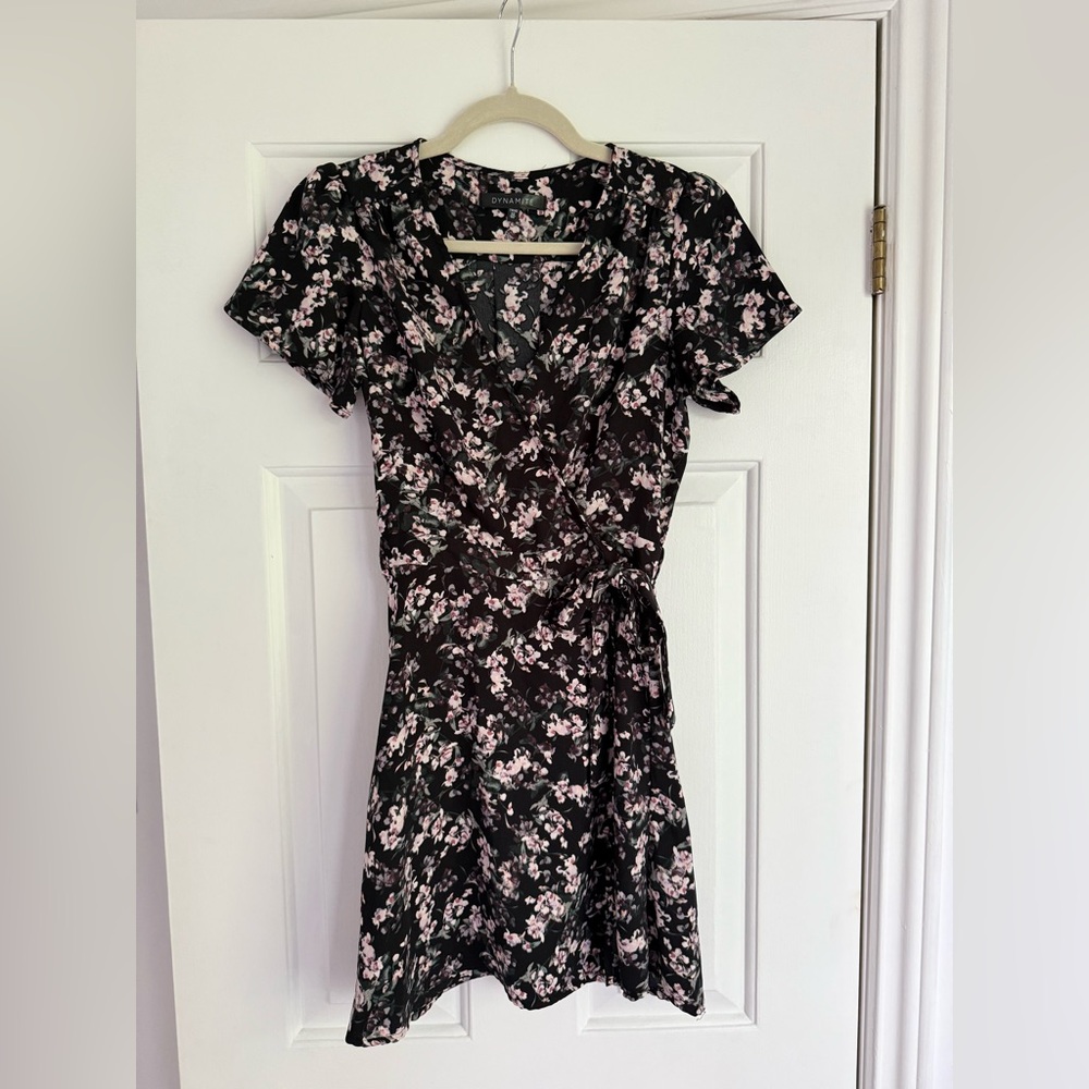 Dynamite Black and Pink Floral Mini Dress